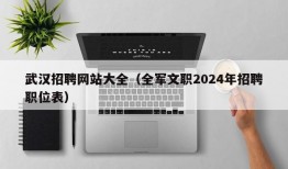 武汉招聘网站大全（全军文职2024年招聘职位表）